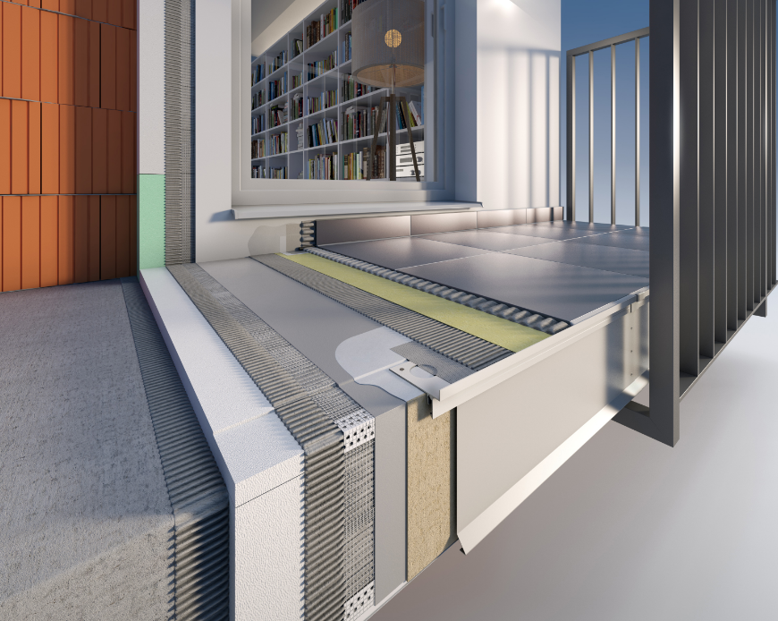 Aluminum balcony profile rendering
